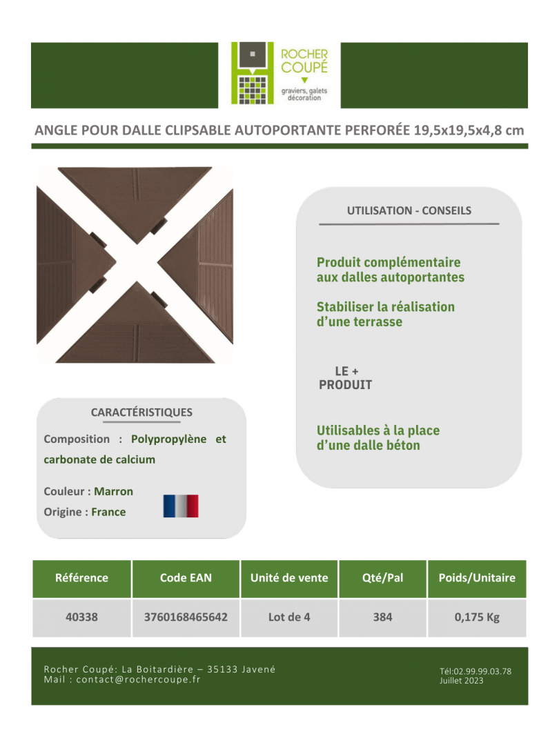 angle pour dalle clipsable autoportante perforée