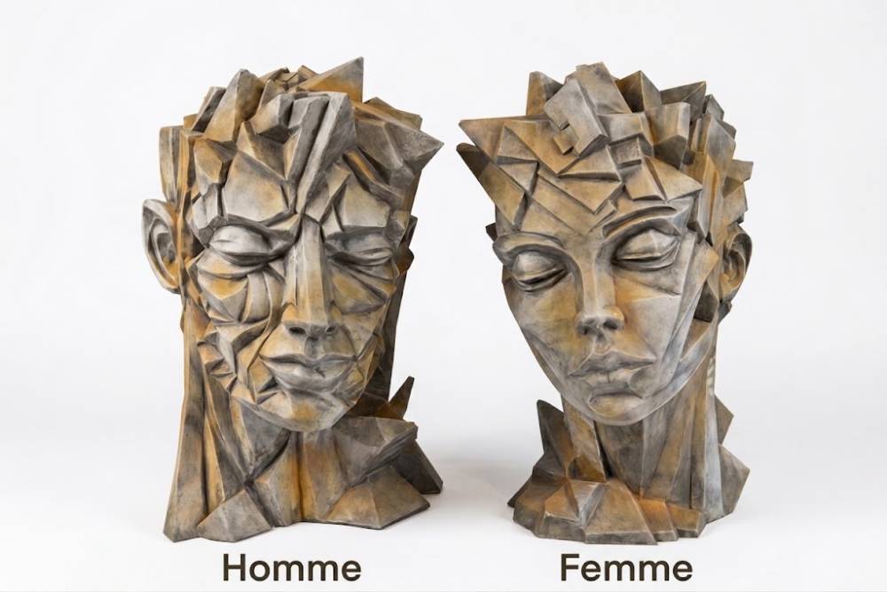 VISAGE KUBIS HOMME ET FEMME 1/2 ROUILLE