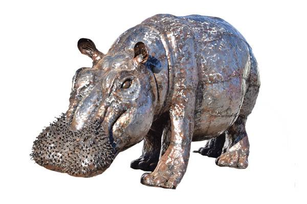 sculpture-hippopotame-metal-recycle