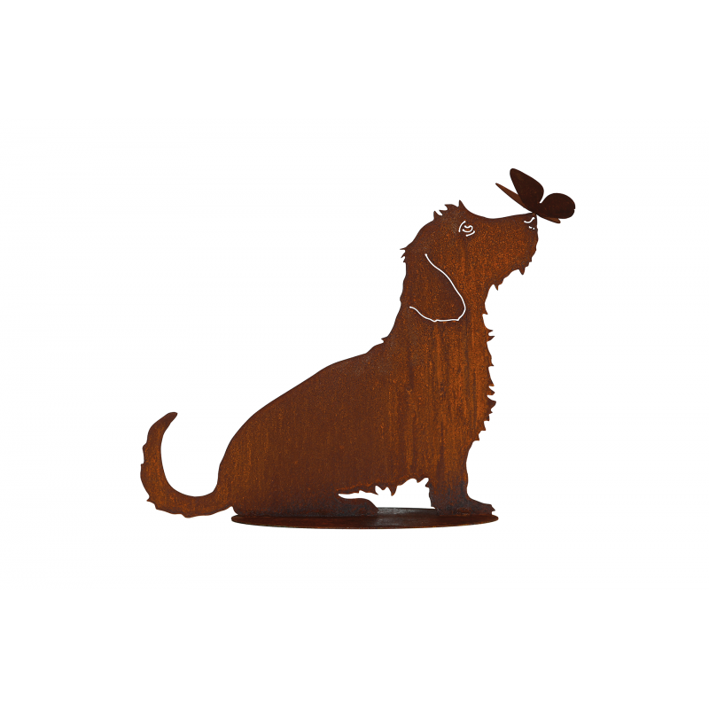 silhouette-chien-assis-teckel-metal-rouille