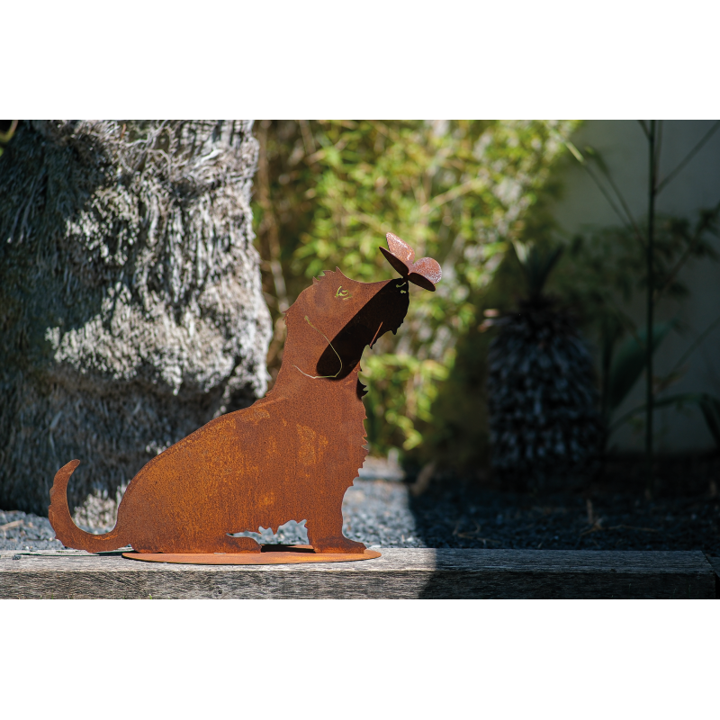 silhouette-chien-assis-teckel-metal-rouille